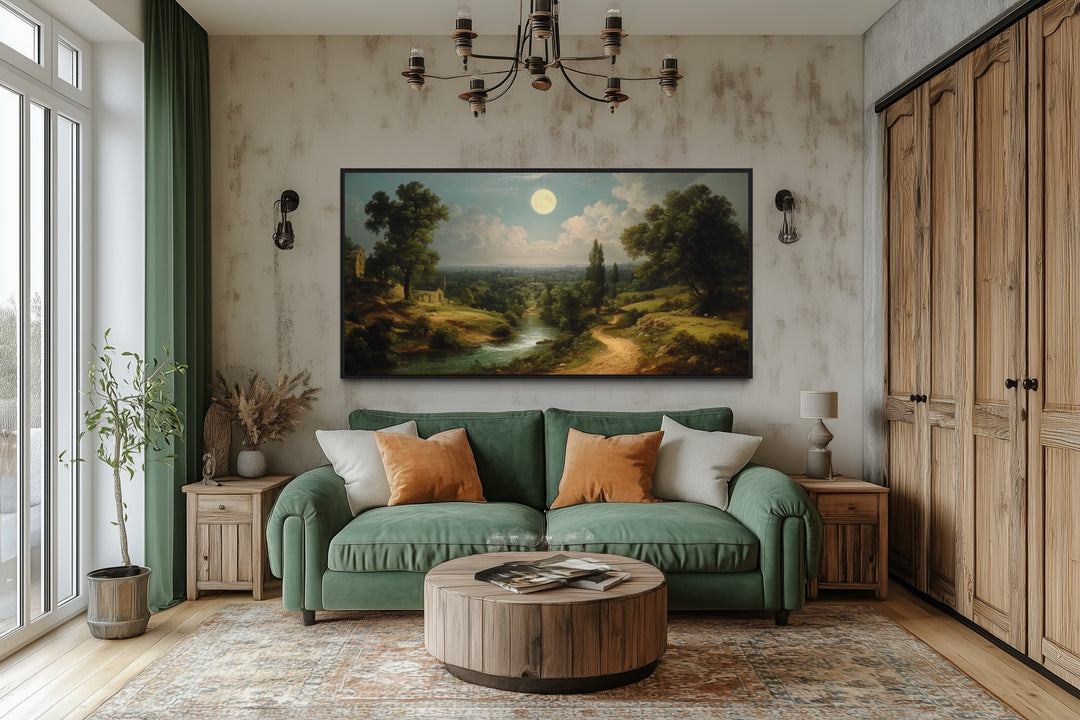 Gothic Full Moon Landscape Framed Canvas Wall Art