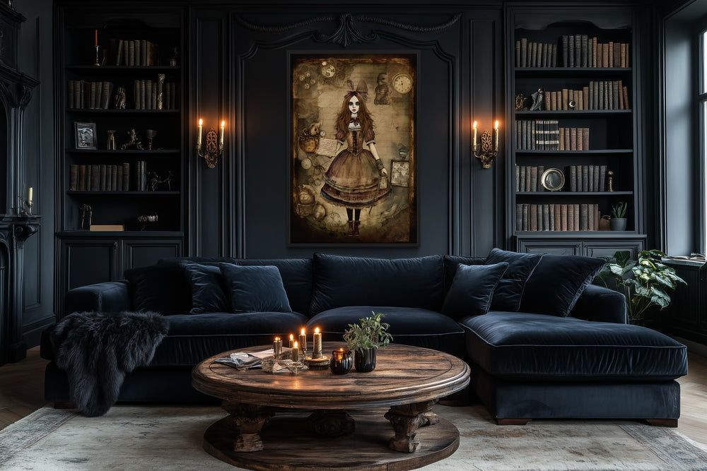 Gothic Grunge Alice In Wonderland Framed Canvas Wall Art