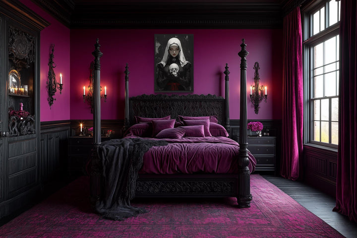 Gothic Nun With Skull Horror Canvas Wall Decor