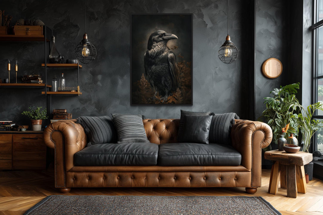 Gothic Raven Framed Canvas Wall Art
