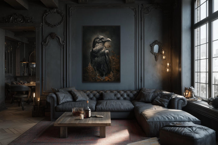 Gothic Raven Framed Canvas Wall Art
