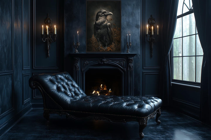 Gothic Raven Framed Canvas Wall Art