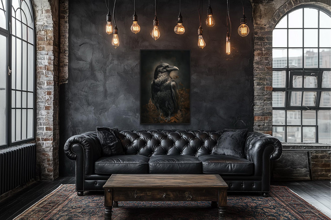 Gothic Raven Framed Canvas Wall Art