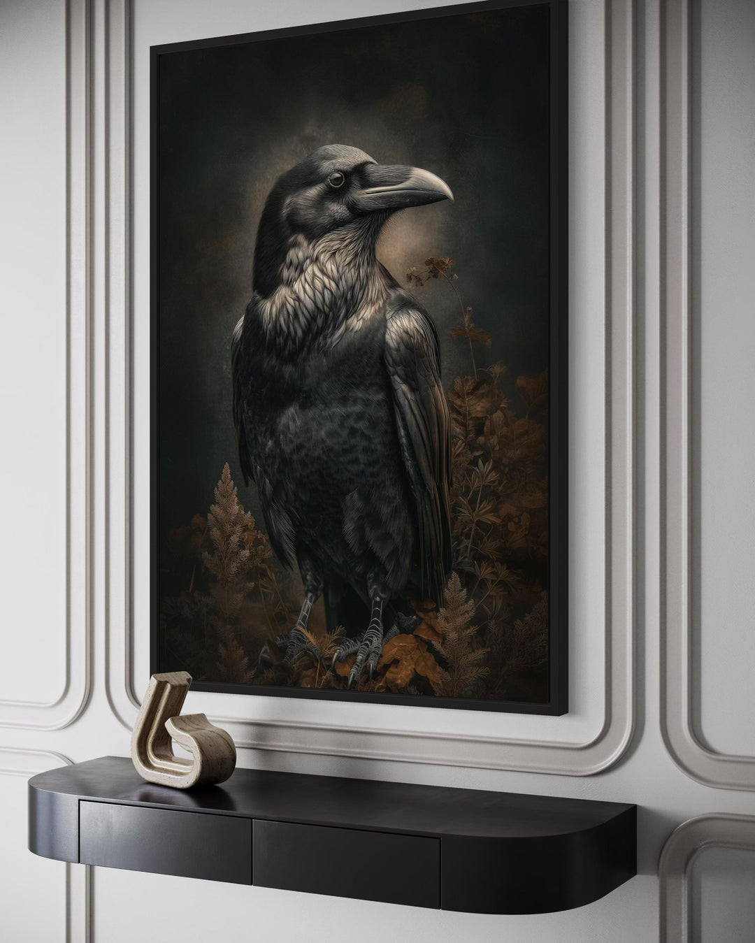 Gothic Raven Framed Canvas Wall Art