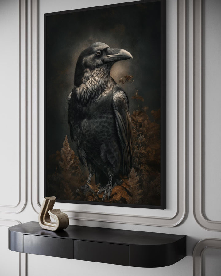 Gothic Raven Framed Canvas Wall Art