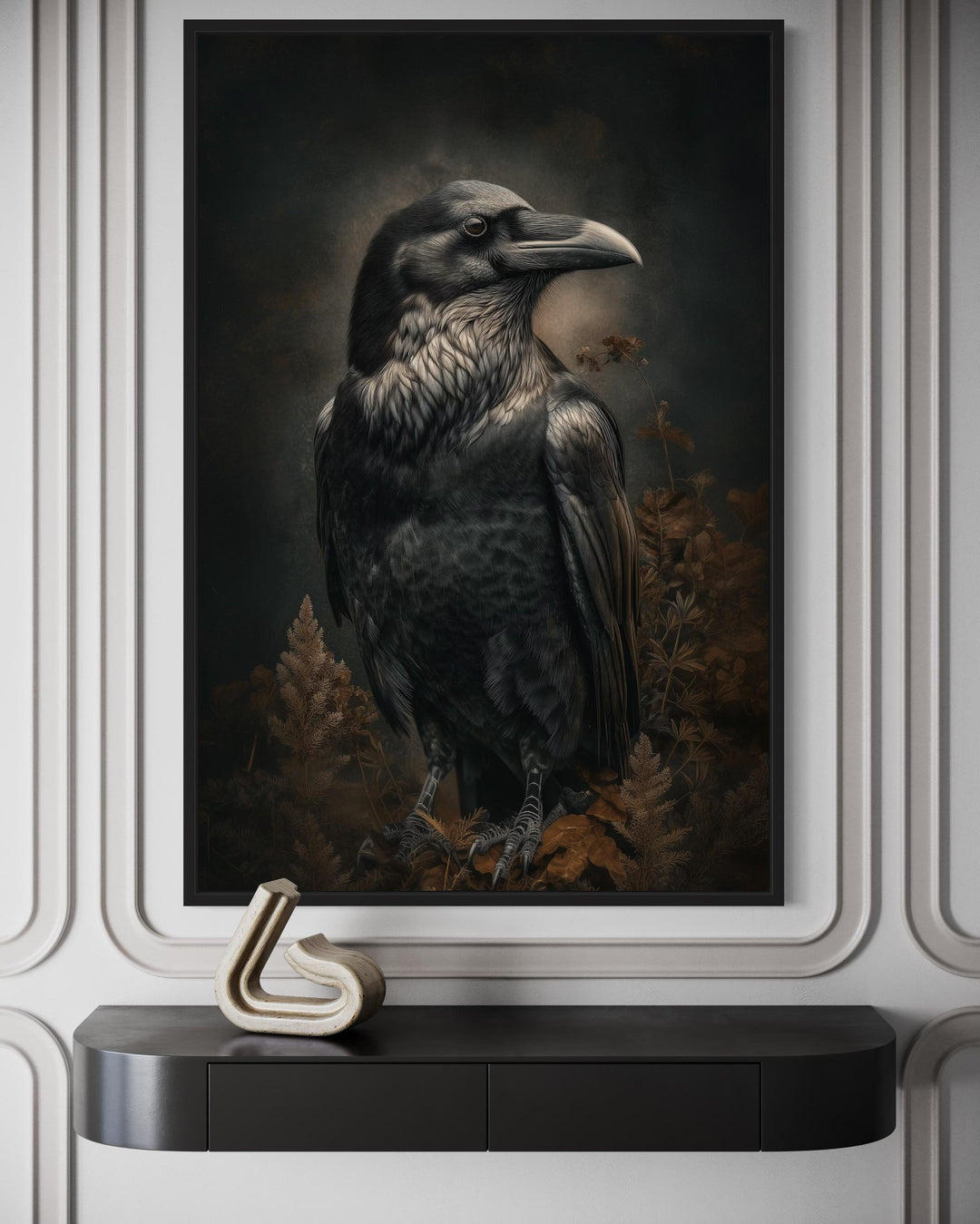 Gothic Raven Framed Canvas Wall Art