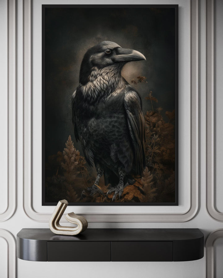 Gothic Raven Framed Canvas Wall Art