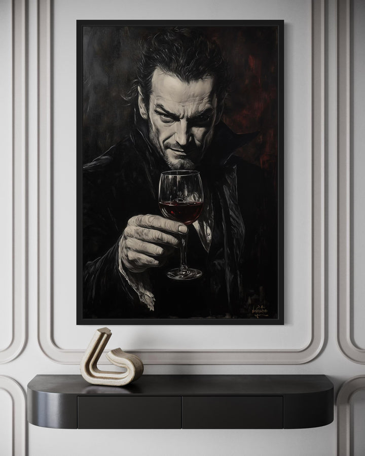 Gothic Vampire With Red Wine Canvas Wall Art