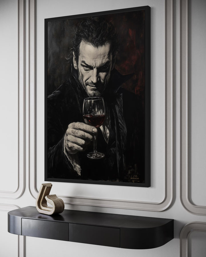 Gothic Vampire With Red Wine Canvas Wall Art