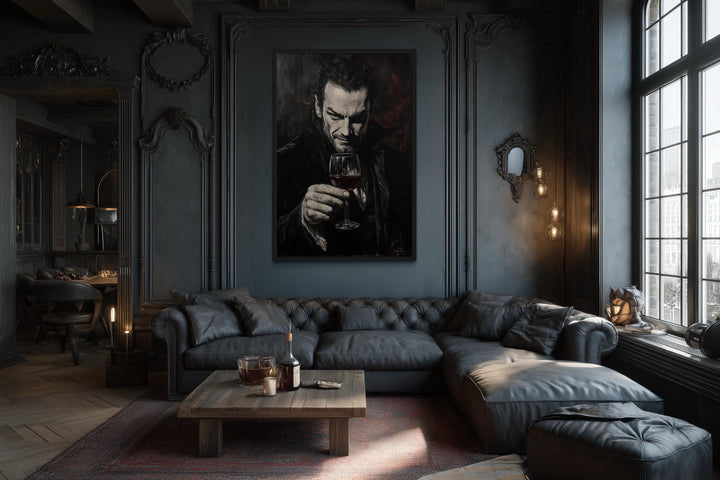Gothic Vampire With Red Wine Canvas Wall Art
