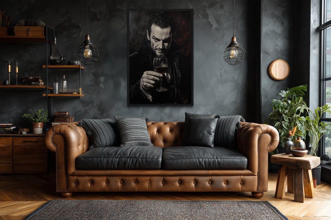 Gothic Vampire With Red Wine Canvas Wall Art