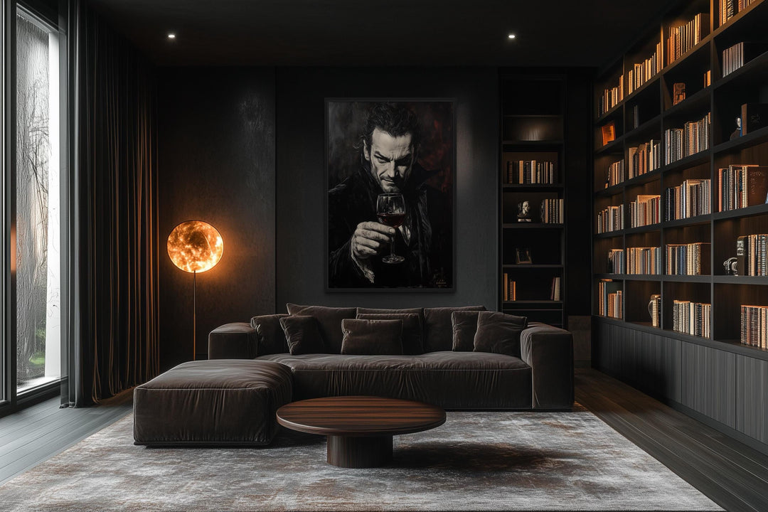 Gothic Vampire With Red Wine Canvas Wall Art