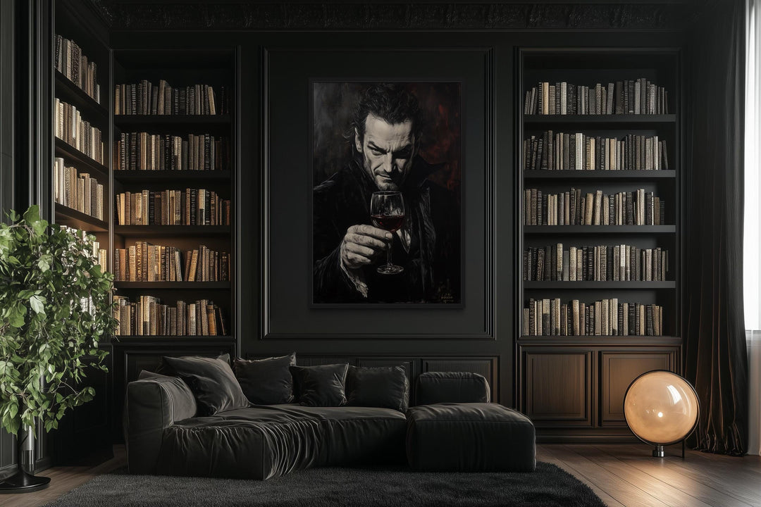 Gothic Vampire With Red Wine Canvas Wall Art