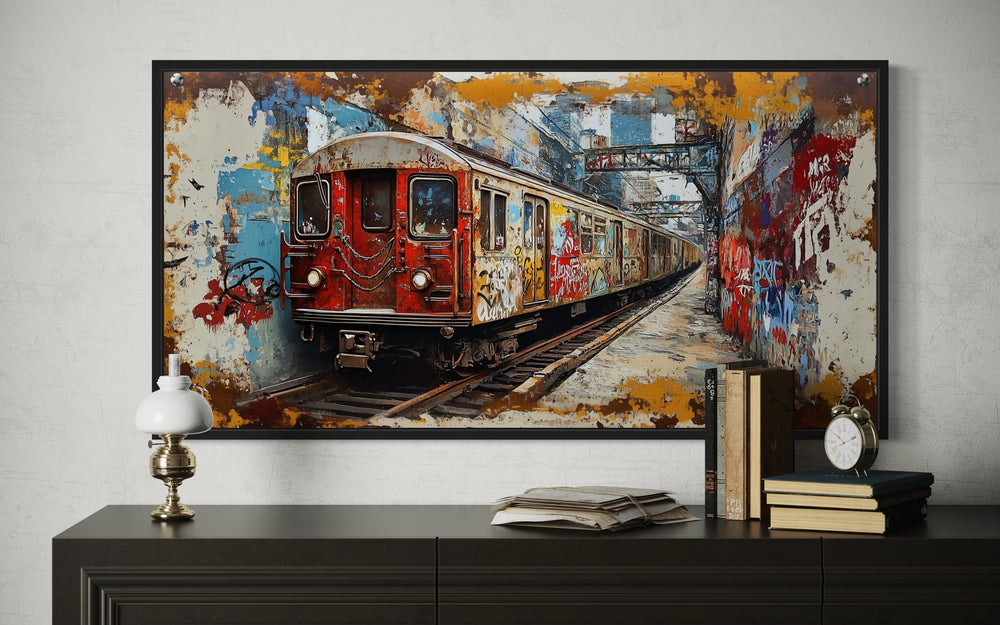Graffiti Subway Train In New York City Urban Canvas Wall Art