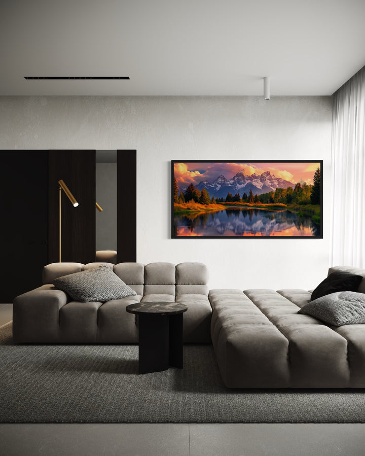 Grand Teton National Park Landscape Framed Canvas Wall Art