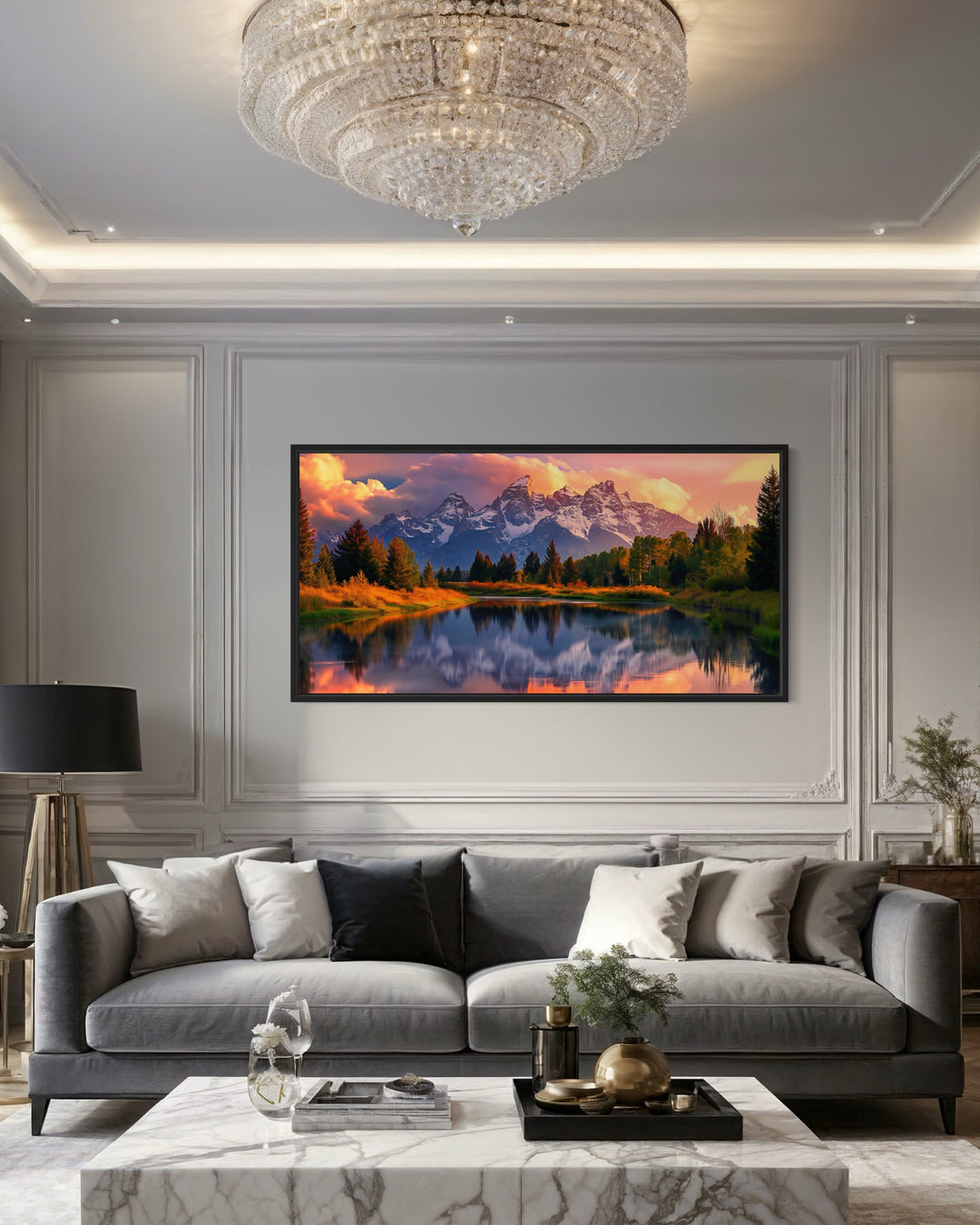 Grand Teton National Park Landscape Framed Canvas Wall Art