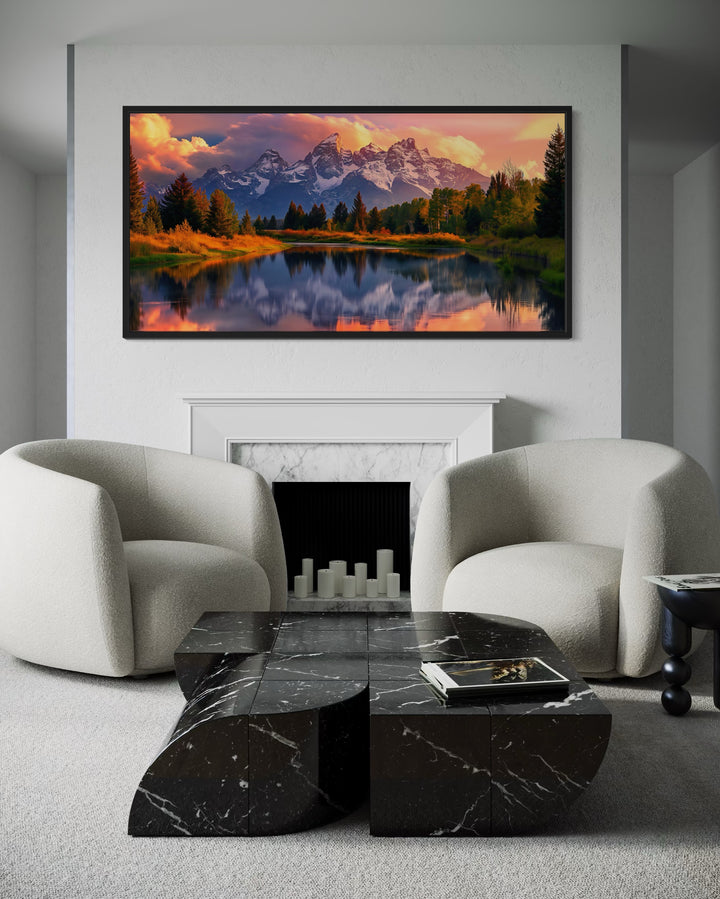 Grand Teton National Park Landscape Framed Canvas Wall Art