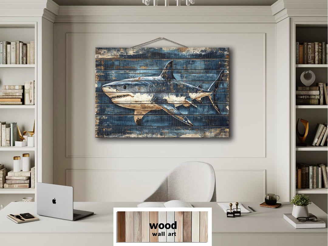 Great White Shark Wood Wall Art