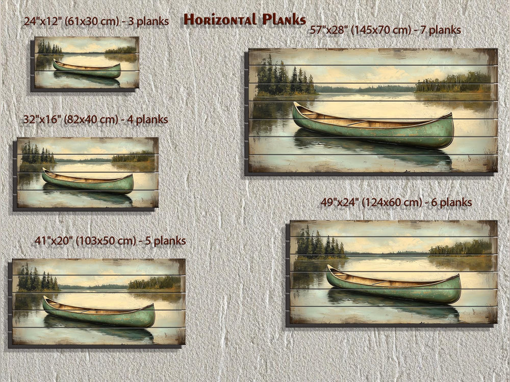 Green Canoe Real Wood Wall Art For Cabin Decor