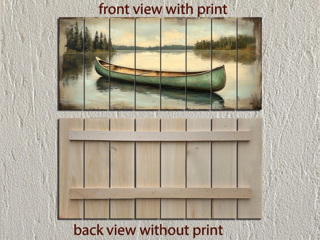 Green Canoe Real Wood Wall Art For Cabin Decor