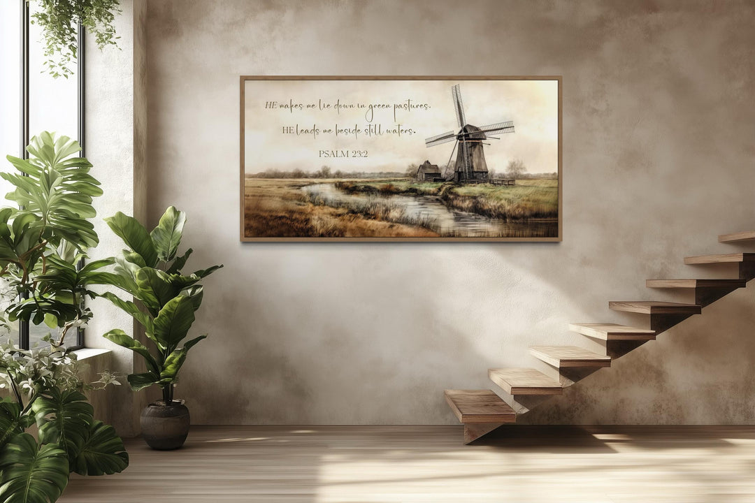 He Makes Me Lie Down in Green Pastures Psalm 23:2 Scripture Wall Art