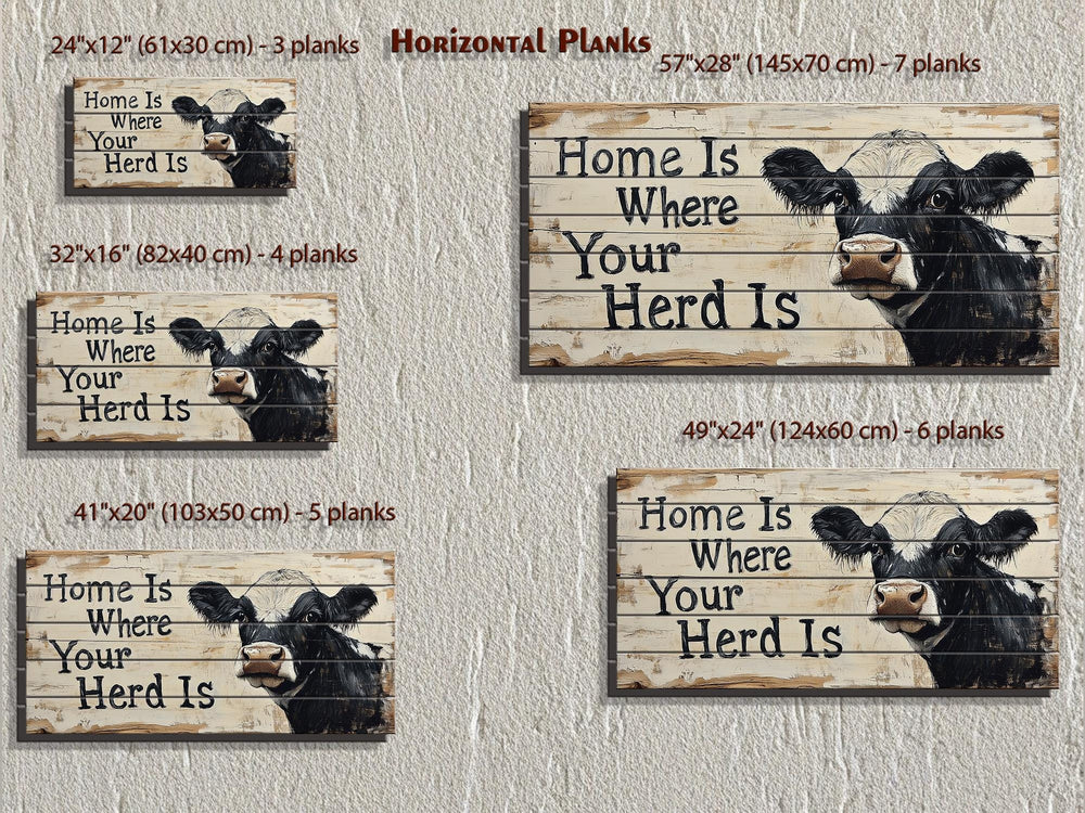 Home Is Where Your Herd Is Sign Distressed Wood Wall Art