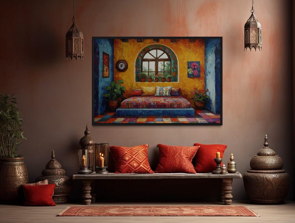 Indian Bedroom Framed Canvas Wall Art