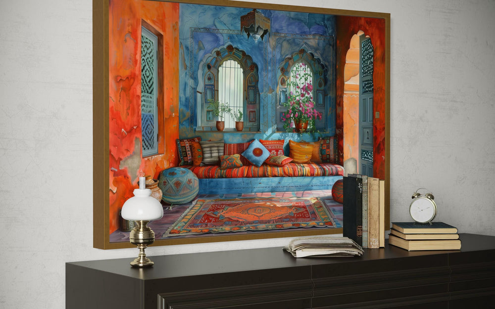 Indian Living Room Framed Canvas Wall Art