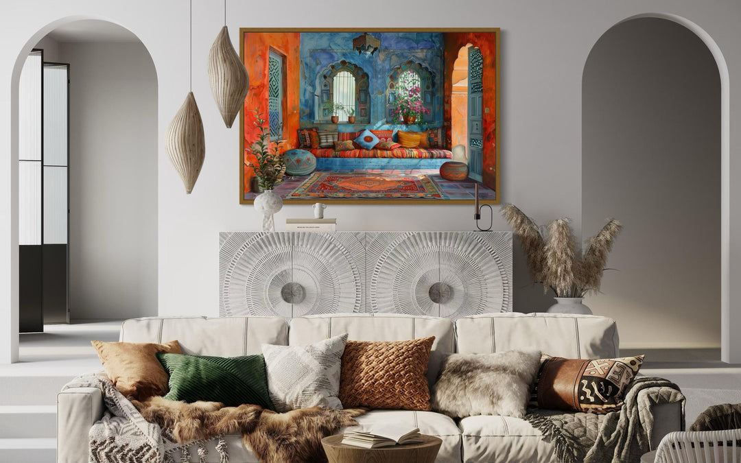 Indian Living Room Framed Canvas Wall Art