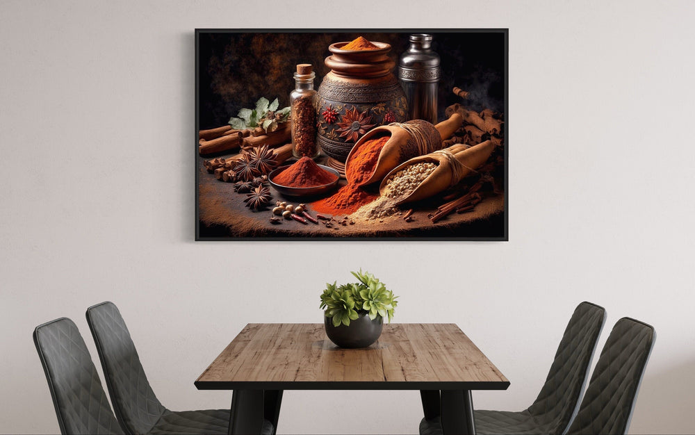 Indian Spices And Herbs Framed Kitchen Wall Art