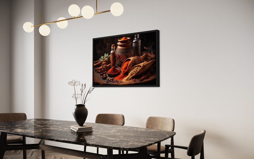 Indian Spices And Herbs Framed Kitchen Wall Art