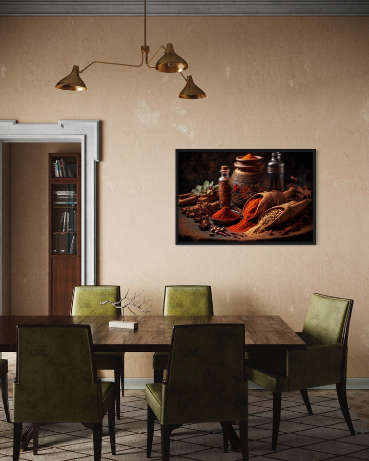 Indian Spices And Herbs Framed Kitchen Wall Art