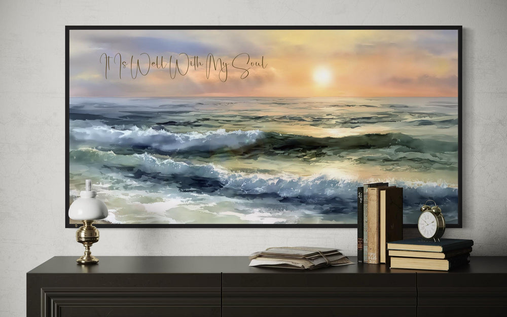 It Is Well With My Soul Wall Art, Peaceful Christian Ocean Seascape