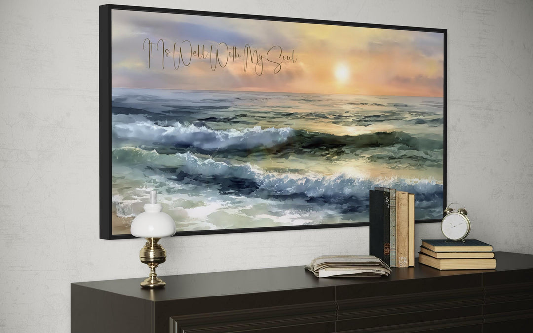 It Is Well With My Soul Wall Art, Peaceful Christian Ocean Seascape