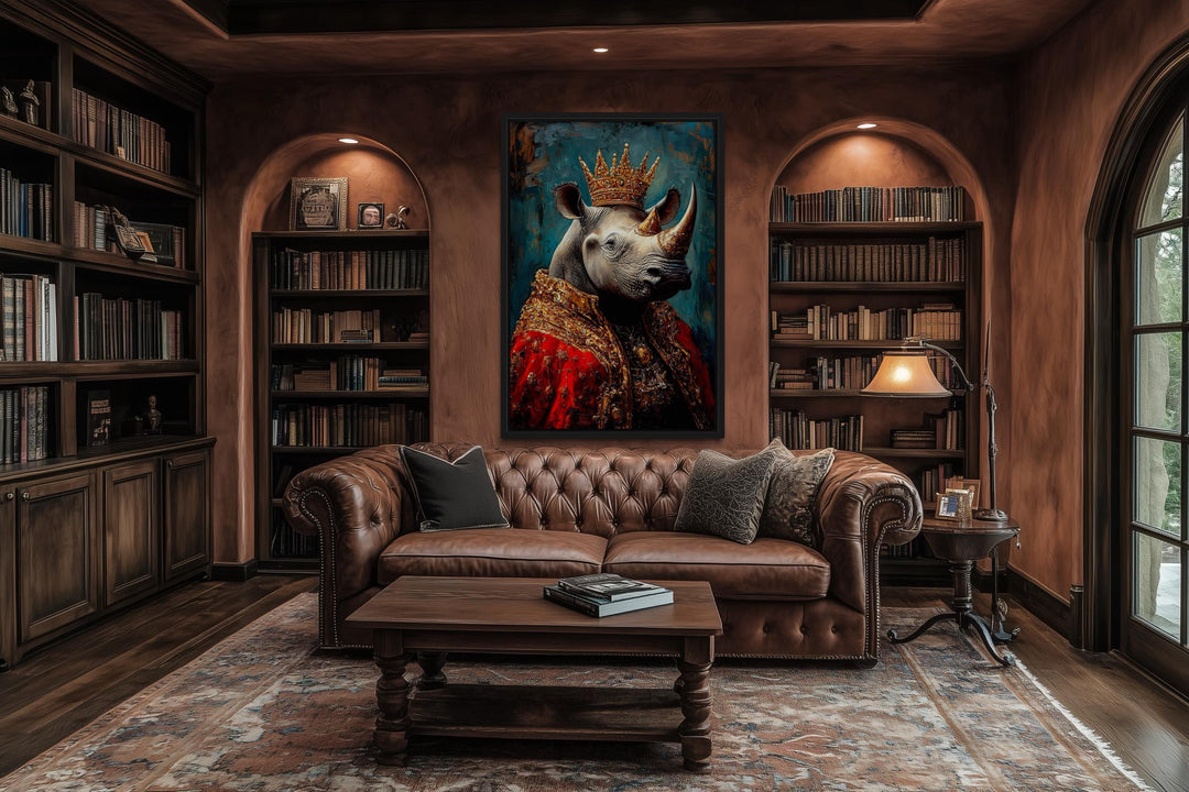 King Rhinoceros With Crown And Robe Victorian Portrait Wall Art