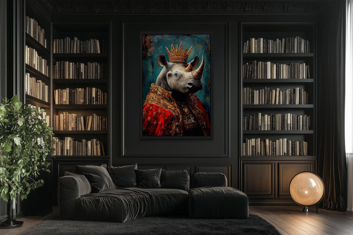 King Rhinoceros With Crown And Robe Victorian Portrait Wall Art