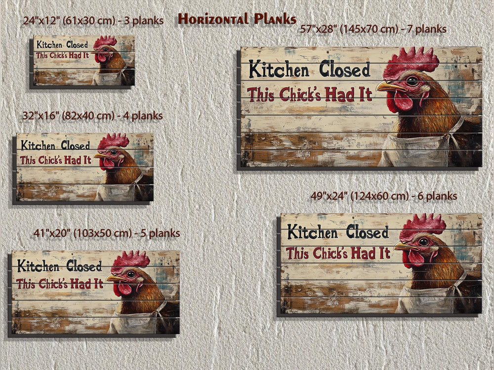 “Kitchen Closed, This Chick’s Had It” Farmhouse Kitchen Sign Distressed Wood Wall Art