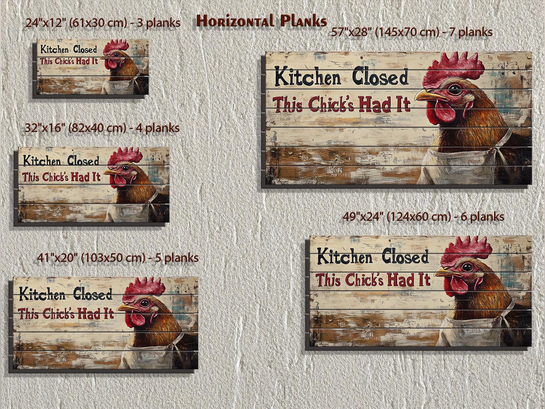 “Kitchen Closed, This Chick’s Had It” Farmhouse Kitchen Sign Distressed Wood Wall Art
