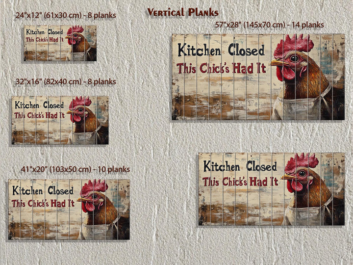 “Kitchen Closed, This Chick’s Had It” Farmhouse Kitchen Sign Distressed Wood Wall Art