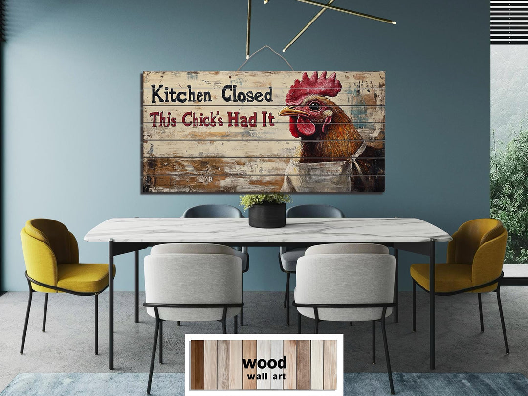“Kitchen Closed, This Chick’s Had It” Farmhouse Kitchen Sign Distressed Wood Wall Art