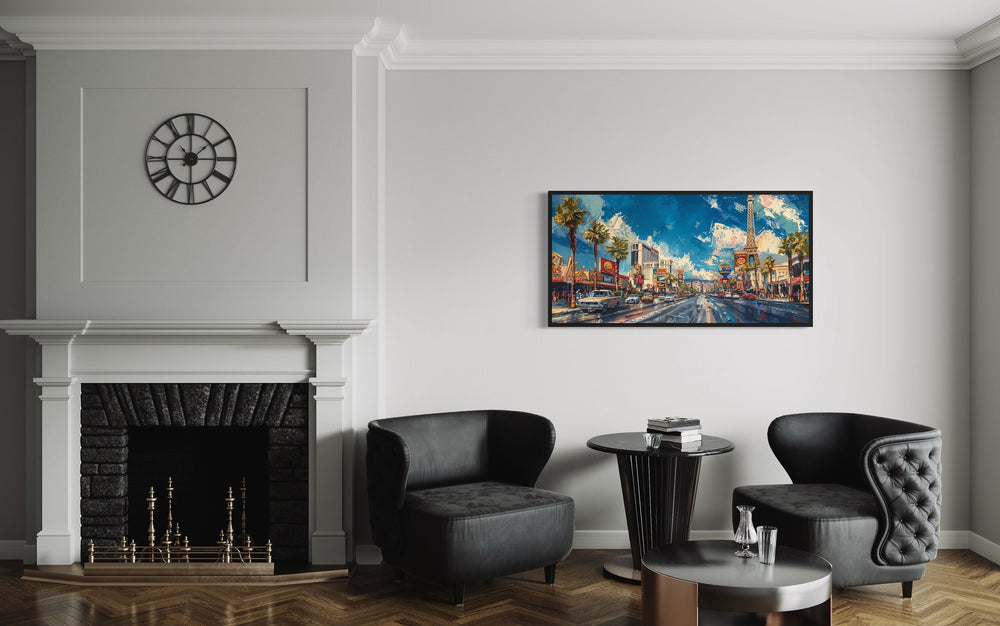 Las Vegas Strip Impressionist Painting Framed Canvas Wall Art