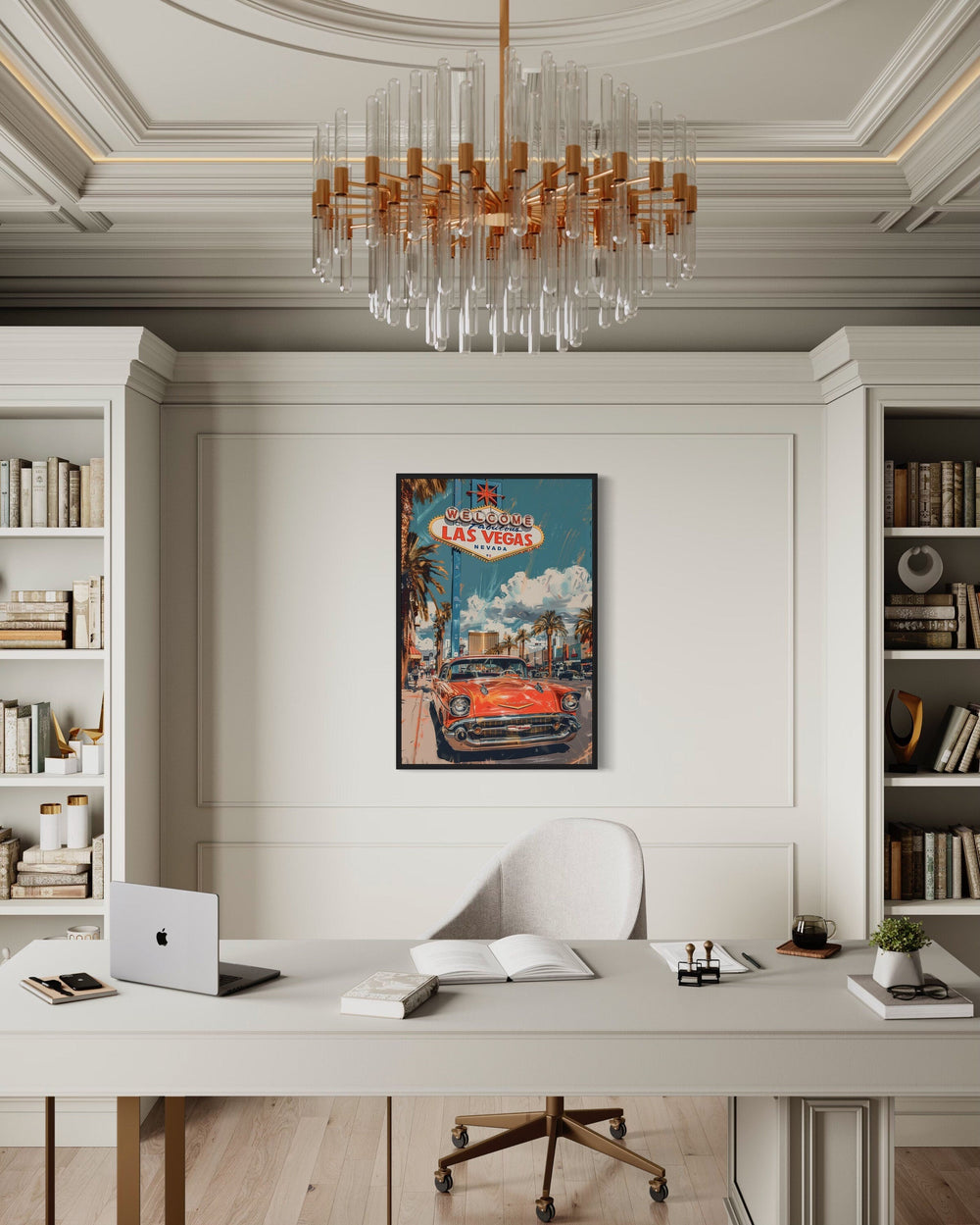 Las Vegas Vintage Travel Poster Framed Canvas Wall Art