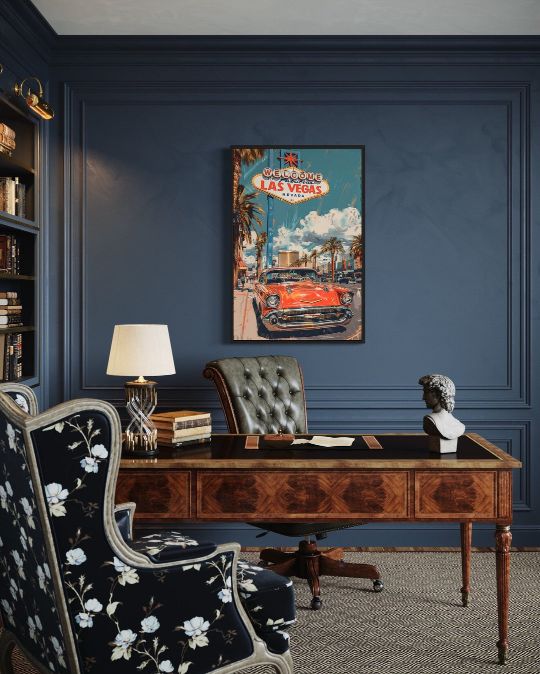 Las Vegas Vintage Travel Poster Framed Canvas Wall Art