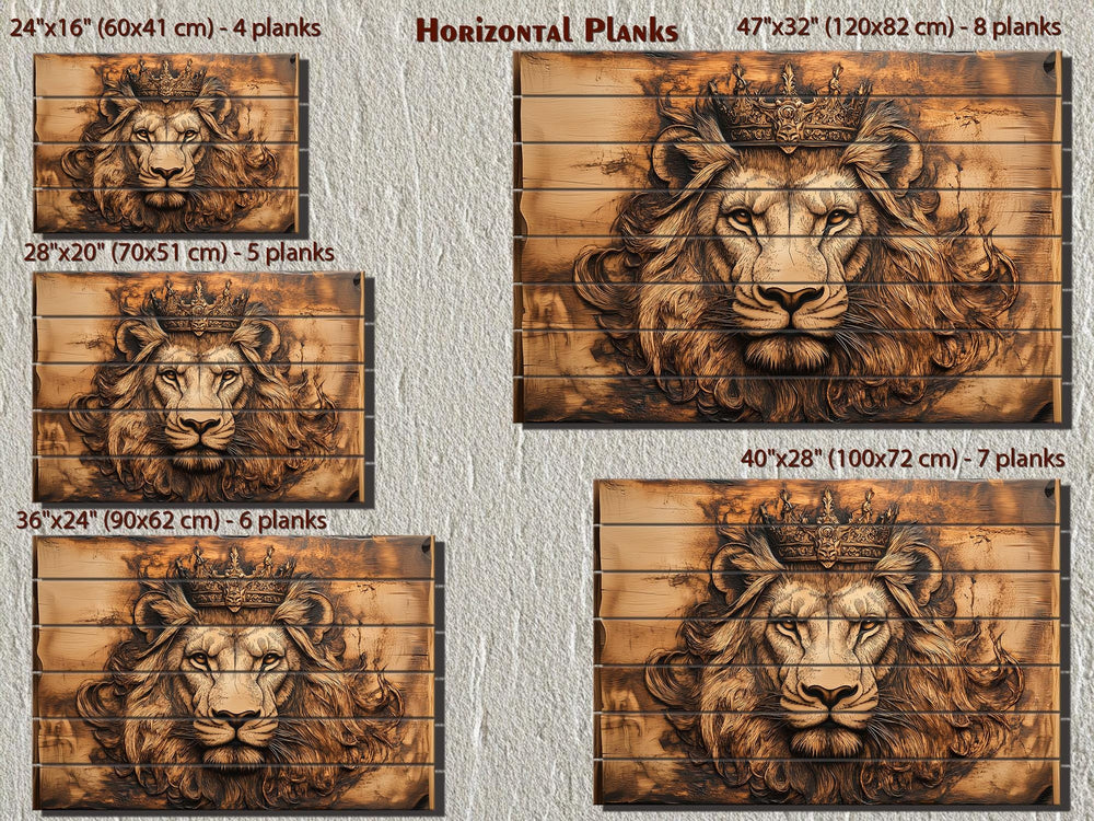 Lion King With Crown Real Wood Wall Art