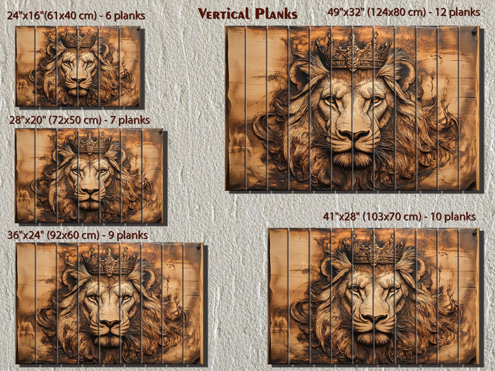 Lion King With Crown Real Wood Wall Art