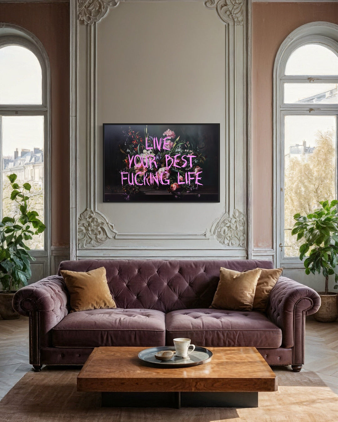Live Your Best Fucking Life Dark Academia Flowers Feminist Wall Art