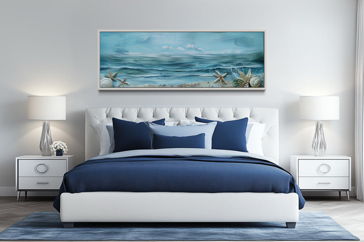 Long Horizontal Beach With Seashells Coastal Wall Art