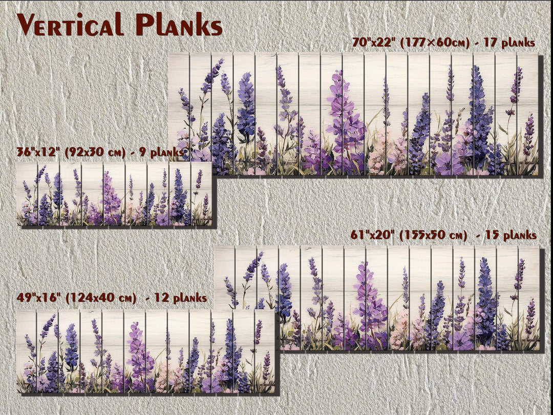 Long Horizontal Purple Lavender Wildflowers Real Wood Wall Art