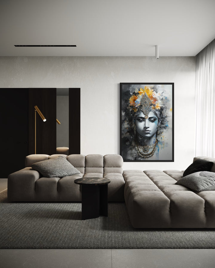 Lord Vishnu Modern Indian Framed Canvas Wall Art