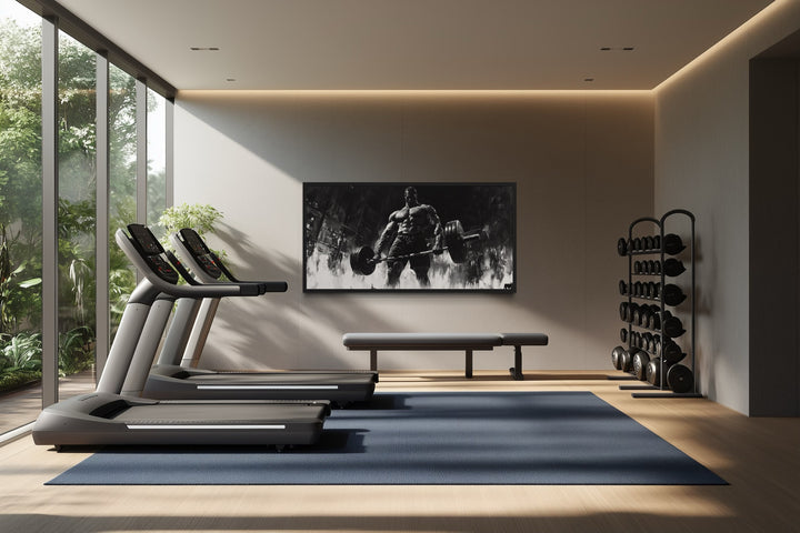 Man Doing Deadlift Motivational Gym Framed Canvas Wall Art